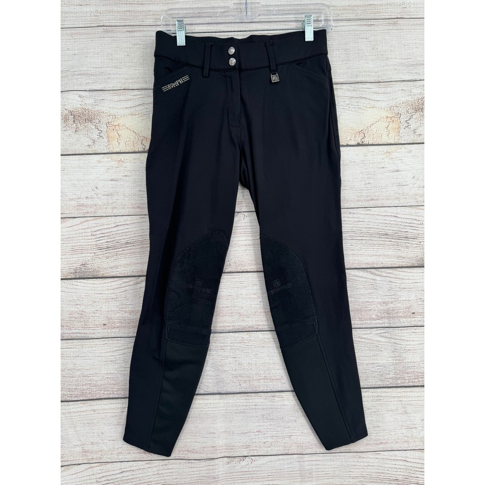 Romfh Riding Breeches Women 26R Black Knee Patch Equestrian Pants